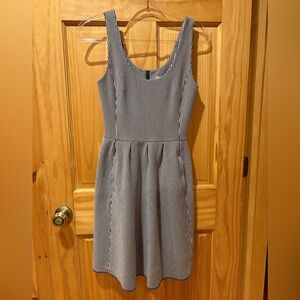 Banana Republic Navy and White Striped Knit Dress